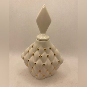 Elegant White and Gold Ceramic Arnels 1970 Perfume Bottle